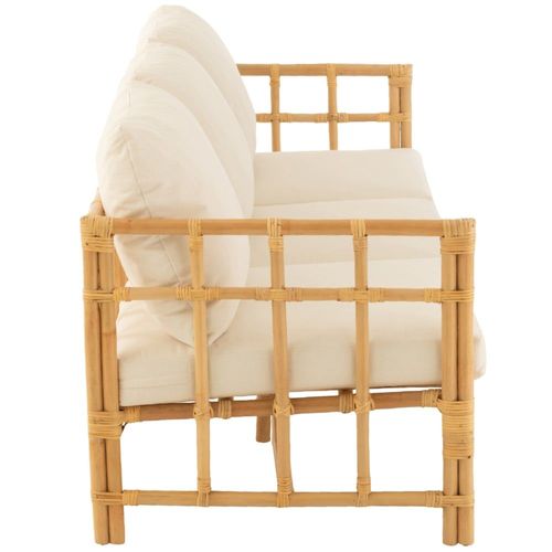 Canapé Trois Places En Rotin Avec Coussins Coton/Lin/Polyester/Rotin