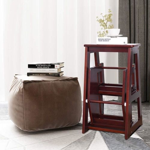 Tabouret Pliant En Pin Brun 57 X 39 X 65 Cm