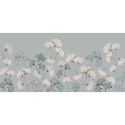 Papier peint panoramique esprit gingko gris 225x250cm