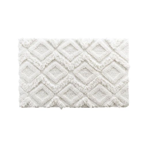 Tapis de bain coton jacquard tufté blanc 50x80cm