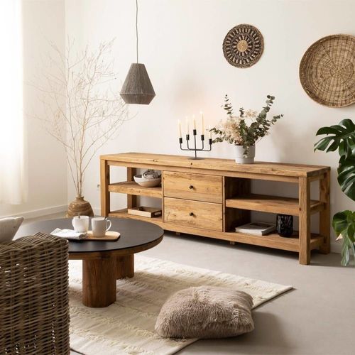 Meuble Tv En Bois Marron 193 Cm