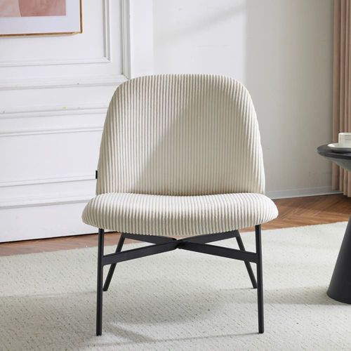 Fauteuil En Velours Côtelé Beige