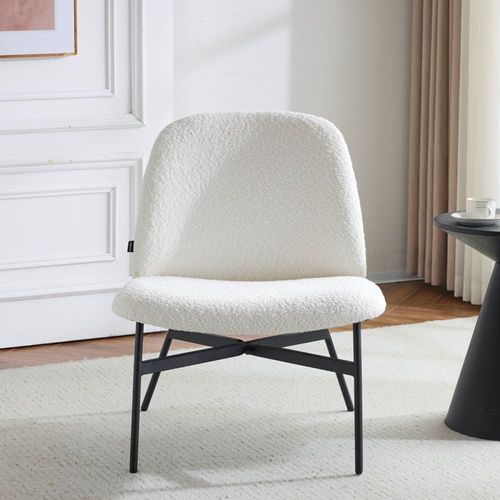 Fauteuil En Tissu Bouclé Beige