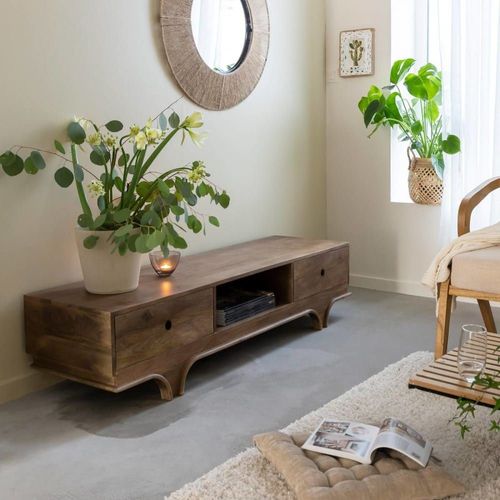 Meuble Tv En Bois Marron 150 Cm