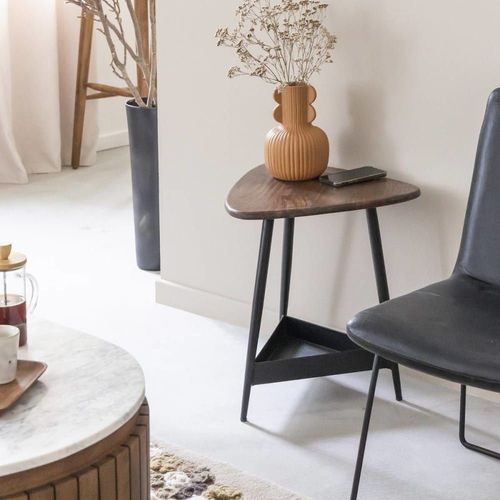 Bout De Canapé & Sellette En Bois Marron 45 Cm