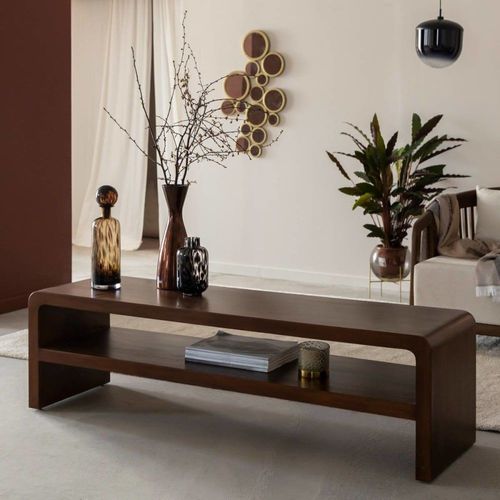 Meuble Tv En Bois Marron 160 Cm