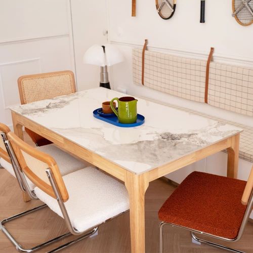 Table À Manger En Céramique Effet Pierre Et Bois 6 Personnes