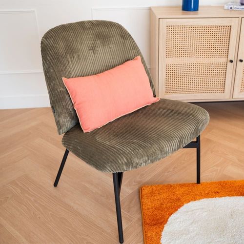 Fauteuil En Velours Côtelé Vert Kaki