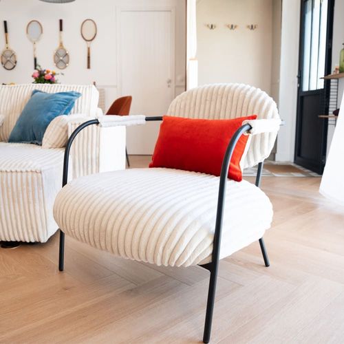 Fauteuil En Velours Côtelé Beige