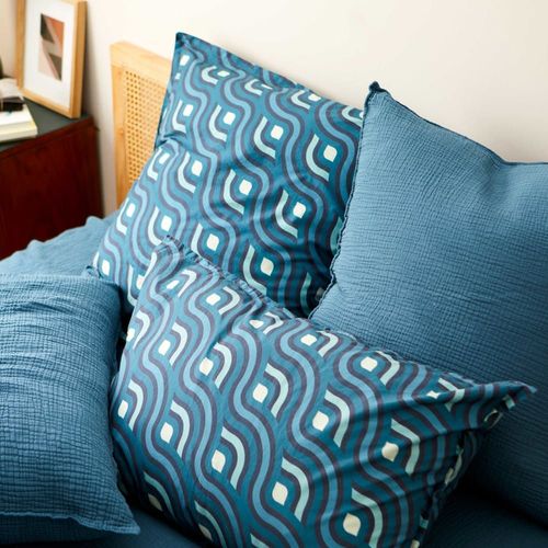 Taie D'oreiller En Percale De Coton 50x75cm Bleu Canard