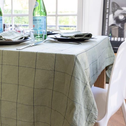 Nappe En Lin Et Coton 160x300cm Sauge
