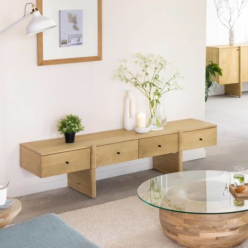 Meuble Tv En Bois Marron 170 Cm