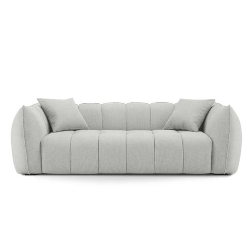 Canapé Droit 3 Places En Tissu Gris