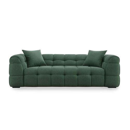 Canapé Droit 3 Places En Tissu Vert