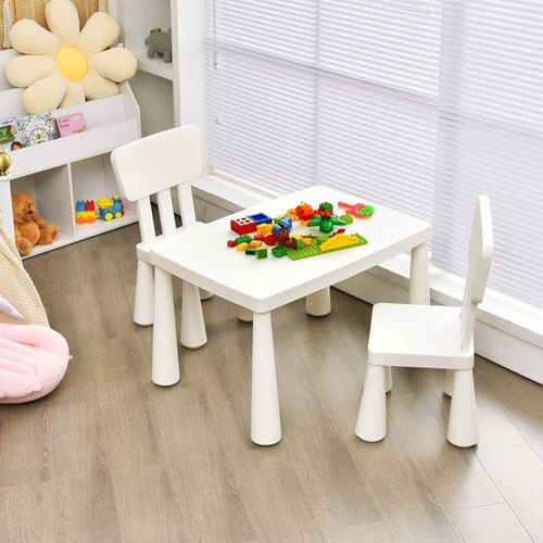 Table En Plastique Et 2 Chaises Pour Enfants De 1-7 Ans Blanc