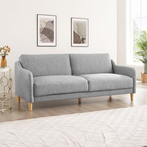 Canapé Droit Convertible 3 Places En Tissu Gris Clair