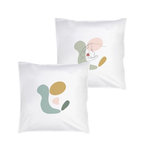 Taie D'oreiller En Percale De Coton 65x65cm - Lot De 2 Multicolore