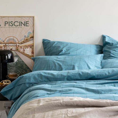 Taie D'oreiller En Percale De Coton 50x70cm Eau De Fonte