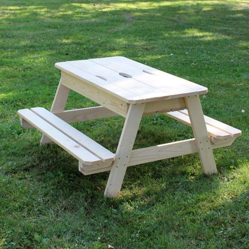 Table Sable En Bois Avec Bancs Et Couvercle