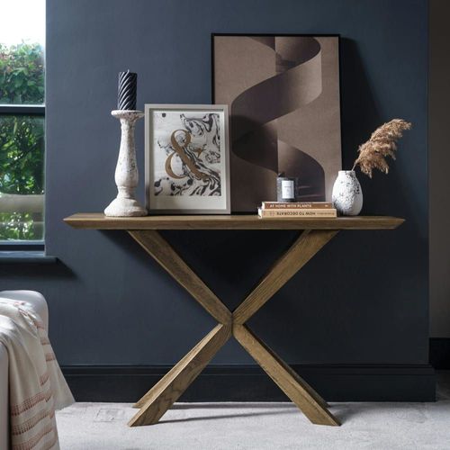 Console Moderne En Chêne Massif Grisé L120cm