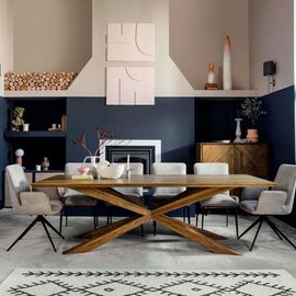 Table À Manger Design 220 Cm En Chêne Pied Mikado
