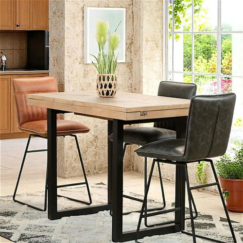 Table Haute Extensible 1 Rallonge En Bois Recyclé L120/160cm