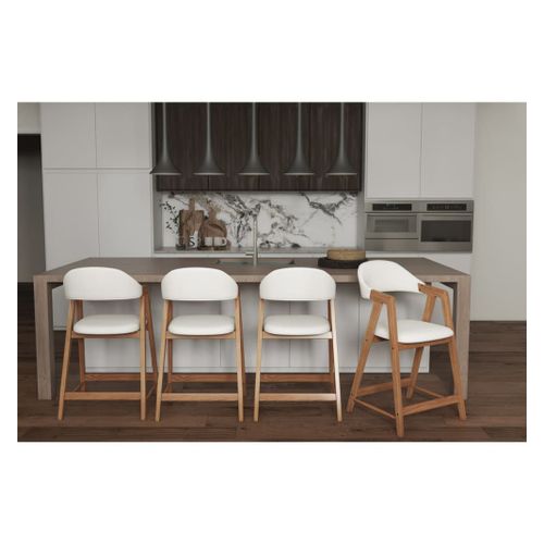 Chaise De Bar En Tisssu Softcellar Ecru Et Frêne Naturel (X2)