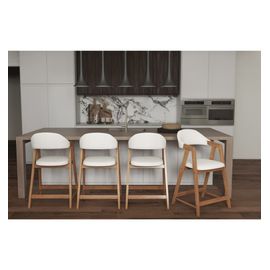 Chaise De Bar En Tisssu Softcellar Ecru Et Frêne Naturel (X2)