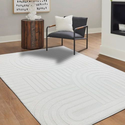 Tapis À Relief Blanc Extra-Doux 190x290