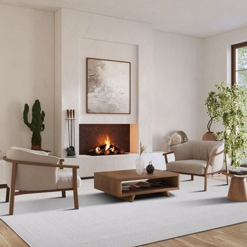 Tapis Aspect Jute À Motif Blanc Ivoire 190x290