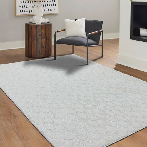 Tapis À Relief Blanc Extra-Doux 160x230