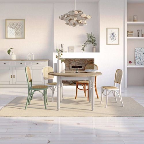 Table Extensible De 4 À 8 Places Effet Bois Clair Et Blanc
