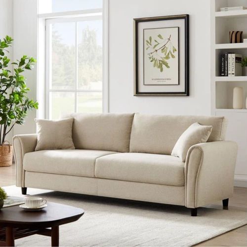 Canapé Droit En Tissu 4 Places Beige