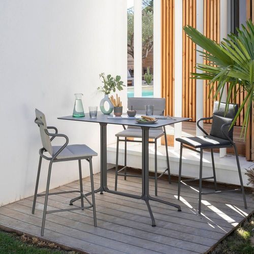 Fauteuil De Repas Matelassé Mi-Haut En Acier Gris L52xl58xh100