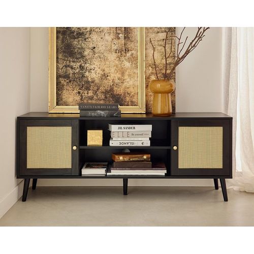 Meuble Tv Style Contemporain 140 Cm Noir