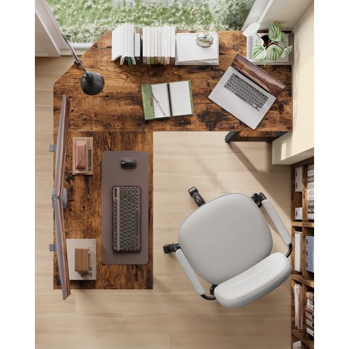 Bureau D'ordinateur En Forme De L 120 X 130 X 76 Cm Marron Et Noir