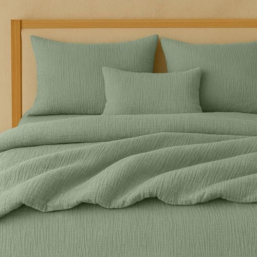 Drap Housse Gaze De Coton Vert Givrée 180x200 Cm