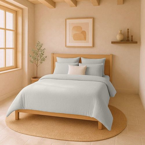 Taie D'oreiller Gaze De Coton Gris Glacier 50x70 Cm