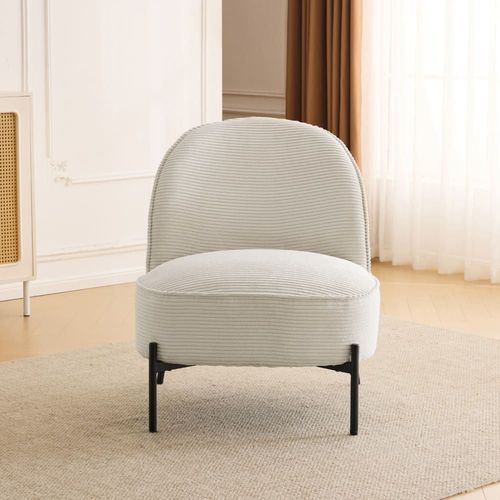 Fauteuil En Velours Côtelé Beige