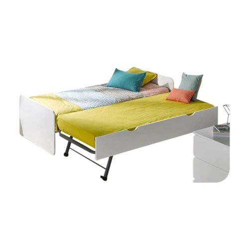 Lit Gigogne Bois Massif Blanc 90x200 Cm