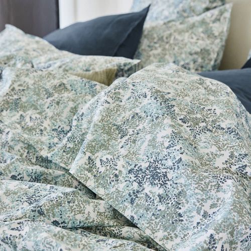 Housse De Couette En Percale De Coton 260x240cm Blanc/Céladon
