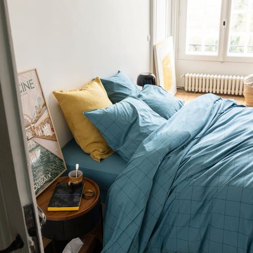 Housse De Couette En Percale De Coton 140x200cm Eau De Fonte