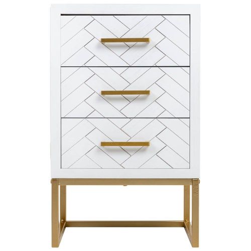 Table De Chevet 3 Tiroirs En Bois Et Métal 43x37x70h Cm