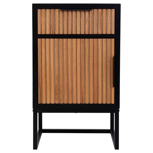 Table De Nuit En Bois Et Métal Avec 1 Tiroir Et 1 Porte 42x36,5x71h Cm