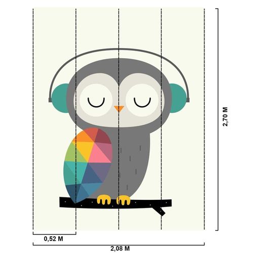Papier peint hibou disco 208x270 cm