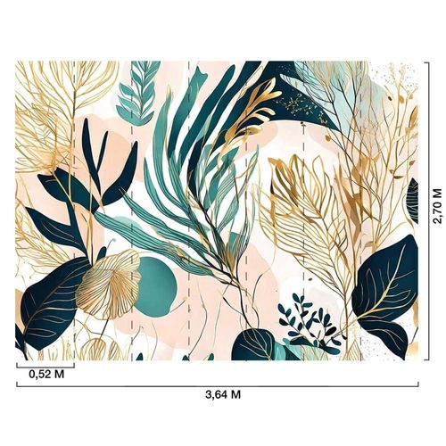 Papier peint feuillage dorée 364x270 cm