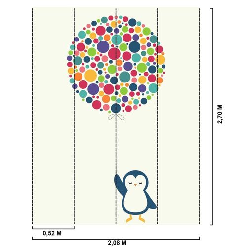 Papier peint pingouin ballon 208x270 cm