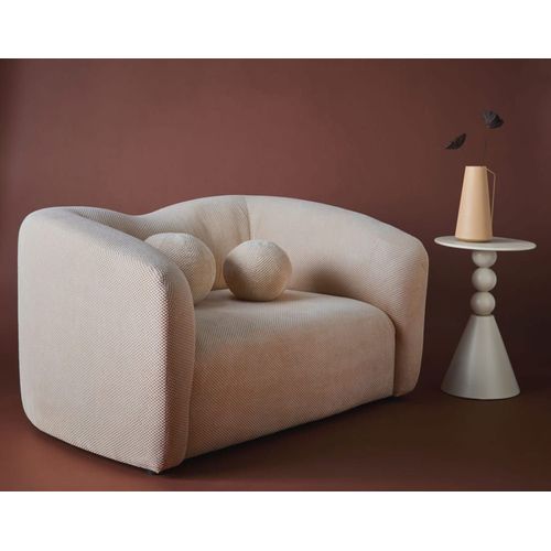 Canapé Droit 2 Places En Velours Texturé Beige