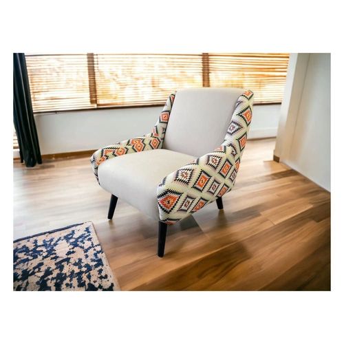 Fauteuil Rétro En Tissu Ethnique Bicolore Azteque