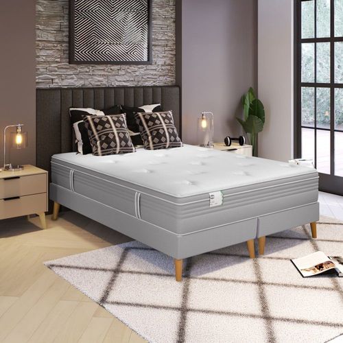 Ensemble 160x200 Matelas ressorts ensachés ferme H27 + 2 sommiers